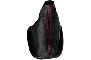 AERZETIX - Schaltsack Schalthebelmanschetten Schalthebelmanschette Schaltbetatigungs - Schwarze Farbe 100% Leder - Nähte: Roten