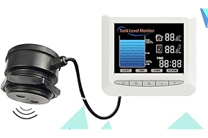 EPTTECH Sensor de nivel de agua continuamente ultrasónico con pantalla LCD Monitor de nivel de líquido Monitor remoto de 15M Sistema de control de nivel de líquido