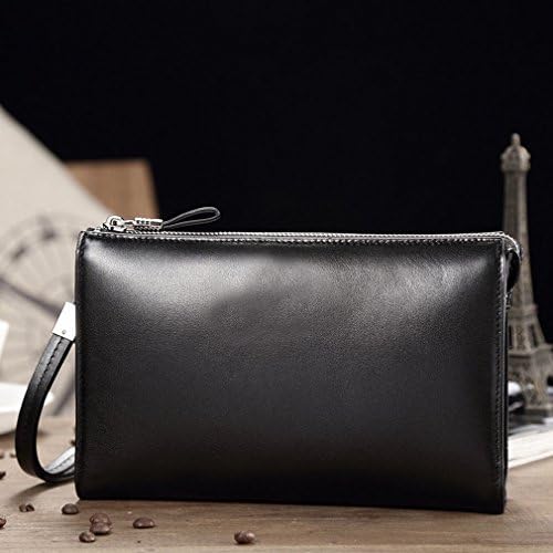Q package Business Men Handbags Zipper Casual Clutch Bag Business Large Capacity Hand Bag,Black