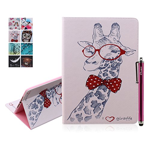 iPad Air 2 Hülle, Deenor Bunt Painting und Stilvoll Brieftasche Tasche PU Leder Flip Protective Stand Tasche Schutzhülle Hülle für Apple iPad Air 2 iPad 6 Generation.[Giraffe]