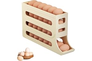 SHENGRUILI Contenedor de huevos para frigorífico, 4 niveles para frigorífico, soporte para huevos, frigorífico, almacenamiento de huevos, organizador apilable para huevos, almacenamiento de huevos