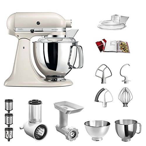 Preisvergleich Produktbild KitchenAid Küchenmaschine Artisan / 5KSM175E / STARTER PAKET inkl. Gemüseschneider, Fleischwolf und Standardzubehör / Dein Einstieg in die KitchenAid-Welt! (Baiser)