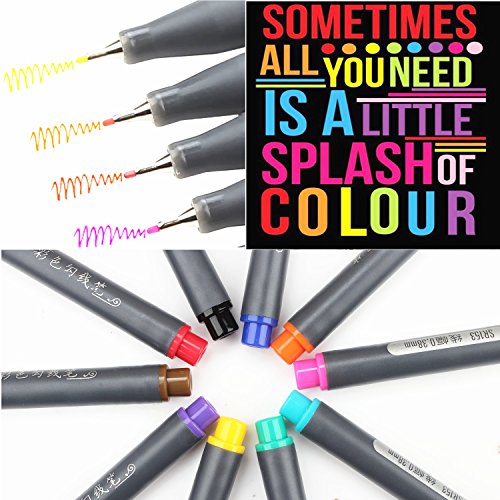 Taotree Fineliner Stifte Set mit 10 brillanten Farben Superfeine Linienbreite ca. 0.38 mm für Zeichnung Bullet Journal Geheimer Garten Malbuch und entspanntes Schreiben und Malen - 2
