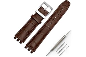 OLXIYOC Bransoletka do zegarka Swatch z tłoczonej skóry bydlęcej z zapięciem ze stali nierdzewnej