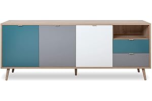 Newfurn Kommode Sonoma Eiche Sideboard Modern - 180x71x40 cm (BxHxT) - Highboard Anrichte Skandinavisches Design - [Jona.Seven] Wohnzimmer Schlafzimmer Flur Esszimmer
