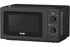 Svan Microondas 19 Litros Básico Negro SMW19700N. 700W, Programas, Modo Descongelación, Revestimiento Interior, Fácil Limpieza, Temporizador 30min.
