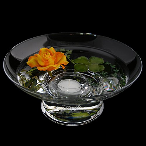 Runde Glas-Schale Hollow Höhe 10cm ø 25cm. Flache Glasschale mit durchgehendem Fuß, Deko-Schale von Glaskönig - 3