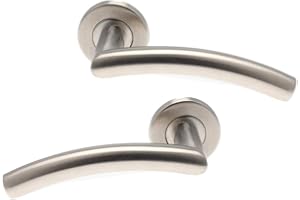 Bricard Tempo - Par de tiradores de puerta sobre rosetón (acero inoxidable), 666453