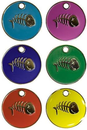 Personalised Engraved 20mm Enamel Pet ID Tag Cat Fish Design
