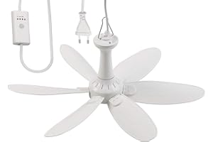‎SICHLER HAUSHALTSGERÄTE Sichler Haushaltsgeräte Deckenventilator mobil: Mobiler Decken-Ventilator mit 6 Flügeln, Timer, Aufhänger, 43 cm, 7 W (Deckenventilator mit Stecker, Steckdose, Fernbedienung)
