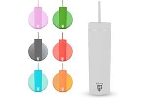 Filliano Bicchiere con cannuccia a doppia parete, Tumbler per bevande 473ml/16oz, Bicchiere in acrilico per Caffè, Tè, Sport, Ufficio, Borraccia con cannuccia , Skinny Tumbler con tappo (Bianco)