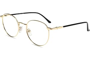 ‎FIRMOO Firmoo Blaulichtfilter Brille Damen Herren Runde Anti Blaulicht Computerbrille ohne sehstärke für PC/Handy/Fernseher Anti Augenmüdigkeit Gold