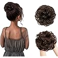 D-DIVINE 1PCS Messy Bun Hair Piece Hair Extension With Elastic Rubber Band Hairpiece Synthetic Hair Scrunchies Hair Piece (Pack of 1) Brown Color