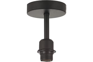 Happy Homewares Traditional Matt Jet Black Ceiling Light Fitting for Industrial Style Light Bulbs | 12cm x 17cm | Suitable for Lamp Shades with E27 Lamp Holder