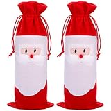 2 Piezas de Bolsa de Botella de Vino de Navidad Cubierta de Regalo de Botella de Vino Rojo con Cordón para Navidad Regalo Adorno de Mesa de Fiesta de Cena