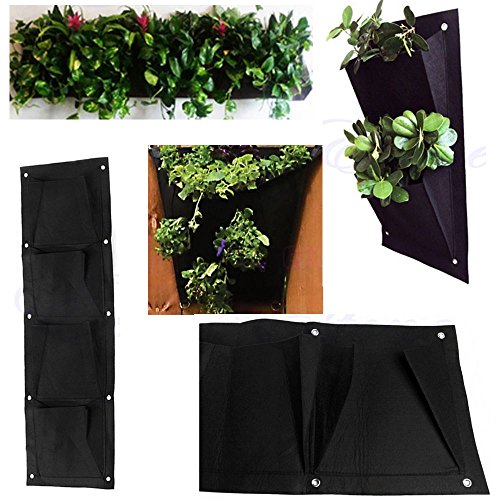 MagiDeal 2 Taschen Hängen Horizontal Gartenmauer Pflanz Taschen Sack Pflanzsack Pflanztasche Tasche Indoor / Outdoor-Kräutertopf - 3