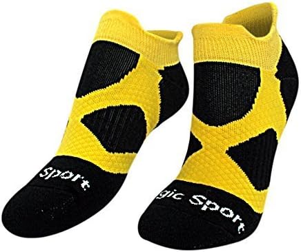 Compression Running Socks, Reinforced Arch Support, pressure dispersing heal, enhanced stability of ankles, Ideal for running, cycling, any type of sports … (Yellow, L-XL)