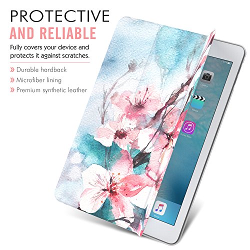 MoKo Hülle für iPad Pro 9.7 – PU Leder Tasche Schutzhülle Schale Smart Case mit Translucent Rücken Deckel, mit Auto Schlaf / Wach Funktion und Stanfunktion für Apple iPad Pro 9.7″ Tablet, Pfirsichblüte - 3