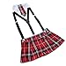 Produktbild SHINEHUA Erotik Babydoll Kostüm Sexy Minirock Ouvert mit Tie Set Reizwäsche Cosplay Schulmädchen Kostüm Mini Schottenkaro Rock Faltenrock Schlafanzüge Skirt Reizvolle Dessous Halloween (M, Rot)