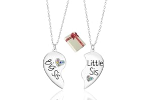HUTURE Łańcuszek dla siostry z serduszkami dla siostry, dla siostry, dla siostry, dla siostry, naszyjnik z zawieszką w kształcie serca, na prezent urodzinowy