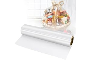 ANTHYTA Rouleau de Cellophane Transparent 86 cm x 30 m, Papier d'Emballage pour Fleurs, Cadeaux, Panier, Arts