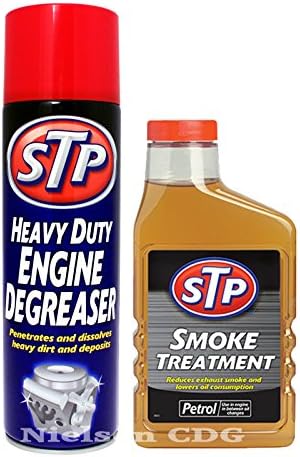STP Heavy Duty Engine Degreaser 500ml + Smoke Treatment for Petrol Engines 450ML
