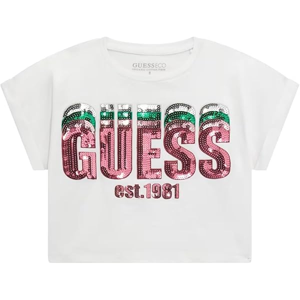 Maglietta GUESS Per Bambine - Bianco, Taglia 12 Anni (152 Cm), Cotone Elastan