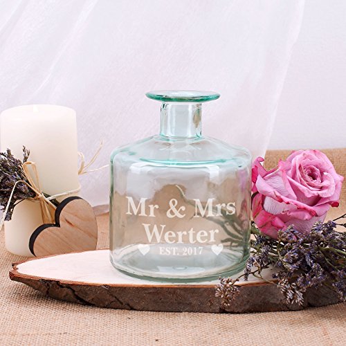 Leonardo moderne Flaschenvase im Mr. & Mrs. Design mit Gravur des Namens u. Jahr - 2