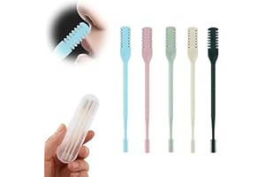 HOIDOKLY Rasoio per peli del naso 2 in 1, lama double-face, rasoio manuale, portatile, girevole a 360°, con oriculo, 5 colori, 5 pezzi