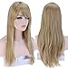 S-noilite® Fashion Long Hair Full Wigs for Cosplay Halloween Christmas Parties Daily Wig (23"-Straight, Ash Blonde)