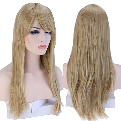 S-noilite® Fashion Long Hair Full Wigs for Cosplay Halloween Christmas Parties Daily Wig (23"-Straight, Ash Blonde)