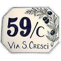 CERAMICHE D'ARTE PARRINI- künstlerische italienische Keramik , bürgerliche Sitte 15x12 Nummer, Olivenbaum Dekoration , handgemalt , made ​​in Italy Toscana