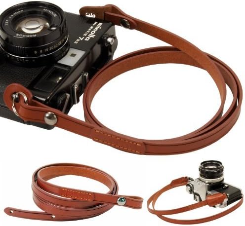 whole leather Camera neck shoulder strap for Film SLR DSLR RF Leica Digital (Brown)