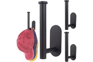SOEWIOU Hat Rack for Baseball Caps,3 Pcs Black Stainless Steels Hat Rack for Wall Modern Hat Holder Wall-Mounted Hat Storage Caps Display for Closet Door Bedroom Entryroom Laundry