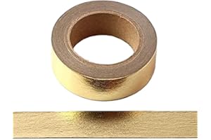 Syntego Ruban de masquage auto-adhésif décoratif en feuille solide Washi Tape 15 mm x 10 mètres (Or)