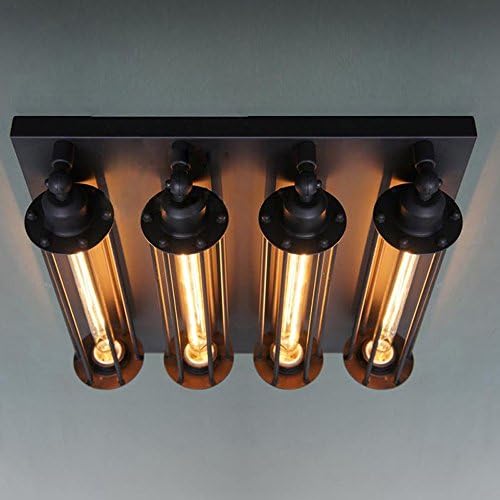 GBYZHMH 4 Heads ceiling lamp retro vintage punk metal black ceiling light ceiling light paint for ancient lounge balcony Study Office Bar Café ceiling lighting lamp loft staircase,