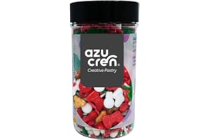 Azucren, Decoracion de Reposteria de Navidad, Sprinkles para Decoracion de Galletas, Confeti de Azucar Ideal para Tartas, Galletas con Motivo Navdieño, 90 G (Muñeco de Navidad Mix)