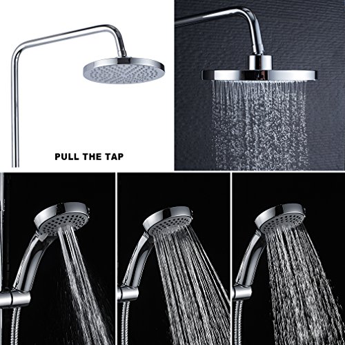 2 Jahre Garantie Duschsäule Chrom Regendusche Duschset Duschpanel Regendusche Duschsystem Wasserfall Duschen Brauseset 3 Wasserspiele Inkl. Handbrause + Duschkopf Höhenverstellbar ca.80cm bis 132cm - 3