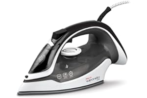 Polti Vaporella Quick Q080, Fer à Repasser Vapeur avec Semelle Revêtue en Céramique, Puissance Max 2600 W, Jet de Vapeur 180 g, Réservoir 300 ml, Noir et Blanc