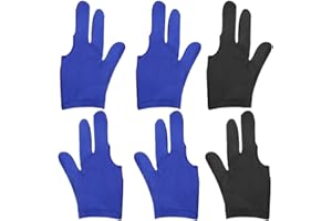 Tadipri 6 Stück Billard Handschuh Handschuhe Billard Snooker Queue Handschuhe Für Billard Zubehö（Blau/Schwarz）
