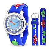 Bling Jewelry Blue Cars Trucks Kids Watch Photo Dial Stainless Steel Back