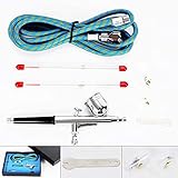 Modèle de pistolet: Kit complet pour pistolet aérographe BD-130 + buses: 0,2 + 0,3 + 0,5 mm/Ensemble complet de pistolet aérographe BD-130K à action double avec couvercle, connecteurs 1/8'.