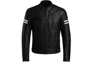 BI ESSE - Giubbotto da Moto Uomo In Vera Pelle con Protezioni CE Vintage Cafè Race Bikers Stile Giacca Classica