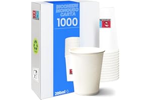 MOHOME 1000 Bicchieri Carta 200 ml Monouso Bicchiere Bianco Compostabili Biodegradabili Bevande Calde Acqua Tè Tisana Cappuccino Caffè Eventi