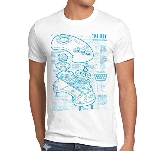 style3 Mega 16-Bit Controller Cianografica T-shirt da uomo console sonic
