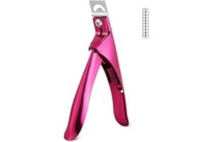 ALIIP Cortaúñas Postizas de Acero Inoxidable, Cortador de Uñas Profesional con 10 Imanes, Cortaúñas Cápsulas, Corta Uñas, Corta Tips para Uñas Postizas y Gel, Fácil Recorte (Electroforesis Rosa Roja)