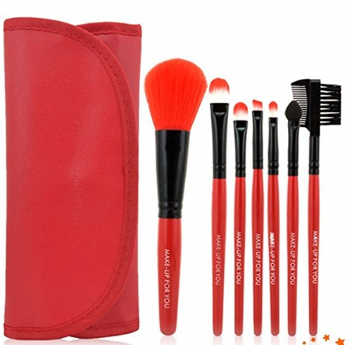 Low-cost sales makeup tools 7pcs Both portable makeup brush set, Soft hair brand RED makeup brushes professiona