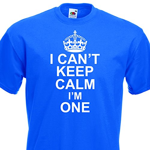 I Can't Keep Calm I'm One funny cotton Tshirt Boys 1st Birthday 1-2 Years Royal Blue