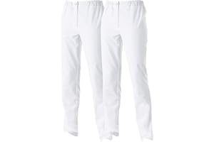 CLINIC DRESS Hose im Doppelpack für Damen mit Teilgummi im Bund 2 Gesäßtaschen Schrittlänge ca. 80 cm, 100% Baumwolle 95° Wäsche