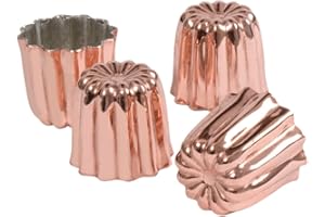 patisse Lot de 4 moules à canelés cuivre Ø 4,5 cm 4 sztuki foremek Canelé z miedzi, 45 mm, bogata miedź, 4,5 cm, 4